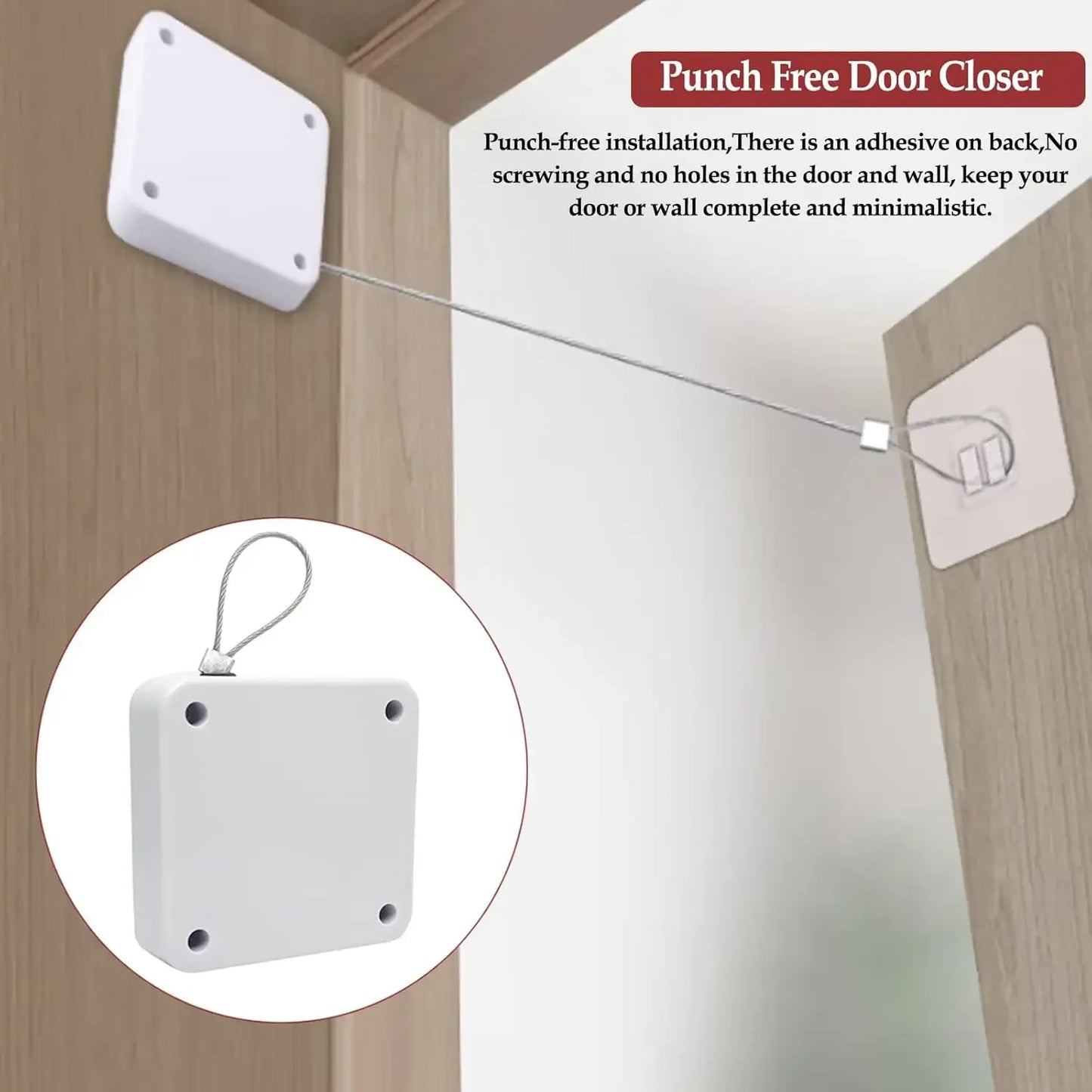 Punch-Free Automatic Door Closer | Adjustable Sensor Door Stop with Pull Cord – Ideal for Home & Commercial Use Product video Product Description: Upgrade your doors with the Punch-Free Automatic Sensor Door Closer, designed for smooth, silent, and secure