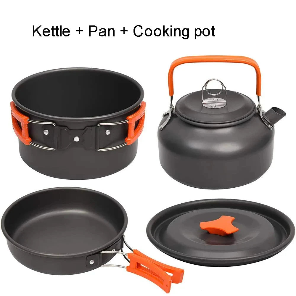 Camping Cookware & Tableware Set – Lightweight Non-Stick Outdoor Cooking Kit for 2–3 People