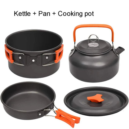 Camping Cookware & Tableware Set – Lightweight Non-Stick Outdoor Cooking Kit for 2–3 People