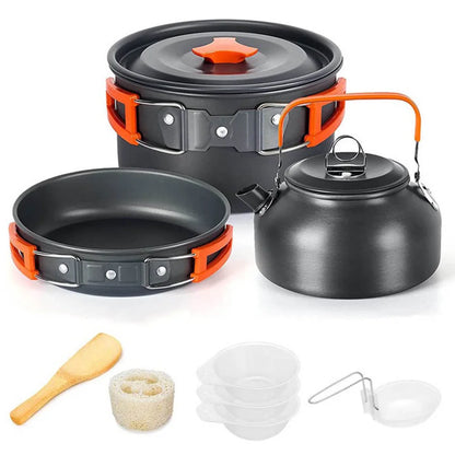 Camping Cookware & Tableware Set – Lightweight Non-Stick Outdoor Cooking Kit for 2–3 People