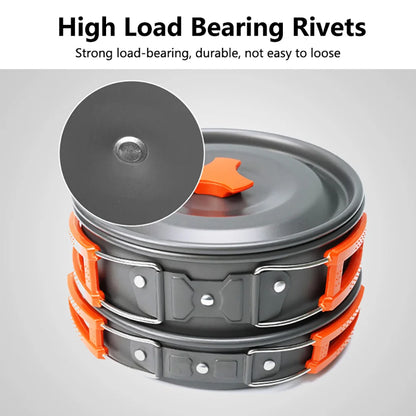Camping Cookware & Tableware Set – Lightweight Non-Stick Outdoor Cooking Kit for 2–3 People