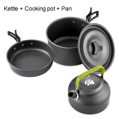 Camping Cookware & Tableware Set – Lightweight Non-Stick Outdoor Cooking Kit for 2–3 People