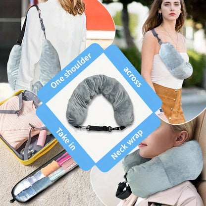 2-in-1 Neck Pillow with Hidden Storage | Refillable & Space-Saving Travel Essential