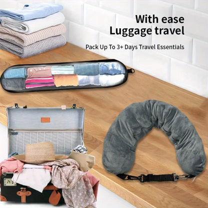 2-in-1 Neck Pillow with Hidden Storage | Refillable & Space-Saving Travel Essential