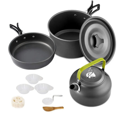 Camping Cookware & Tableware Set – Lightweight Non-Stick Outdoor Cooking Kit for 2–3 People